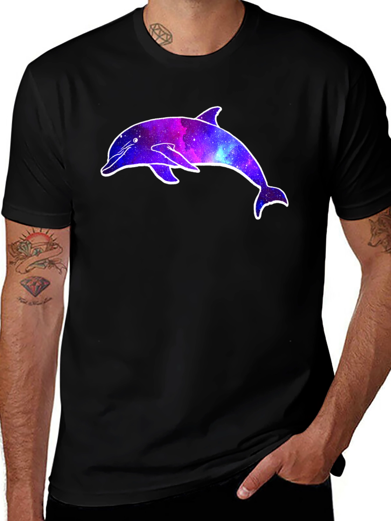 Galaxy Dolphin Graphic Tee - Cosmic Style