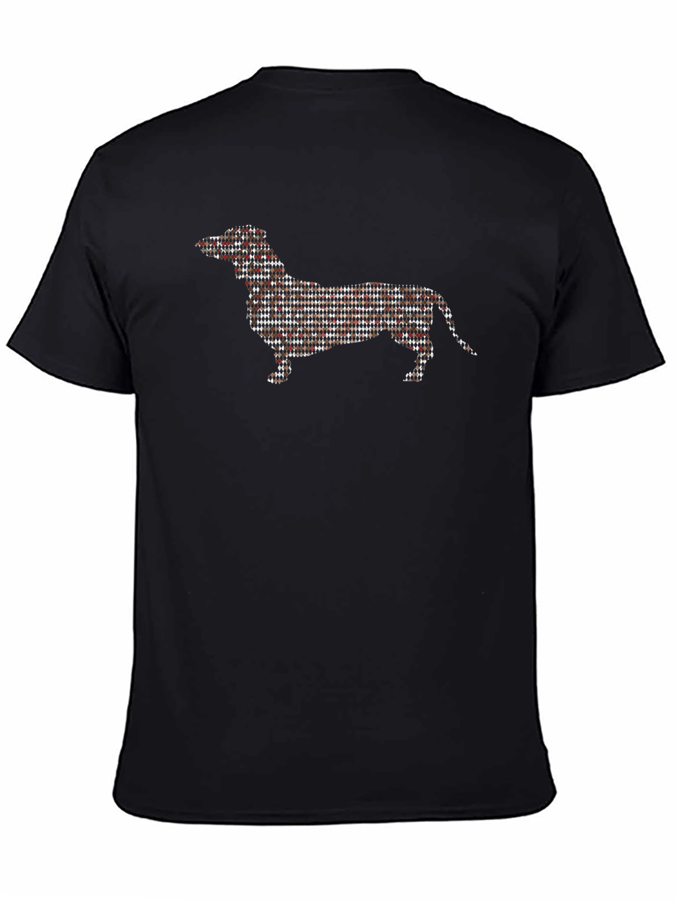 Dachshund Plaid Pattern Graphic Tee - Black