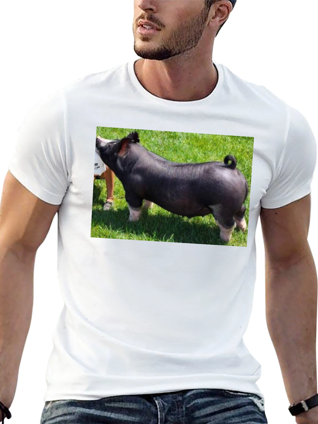 Black T-Shirt with Pig Graphic Tee