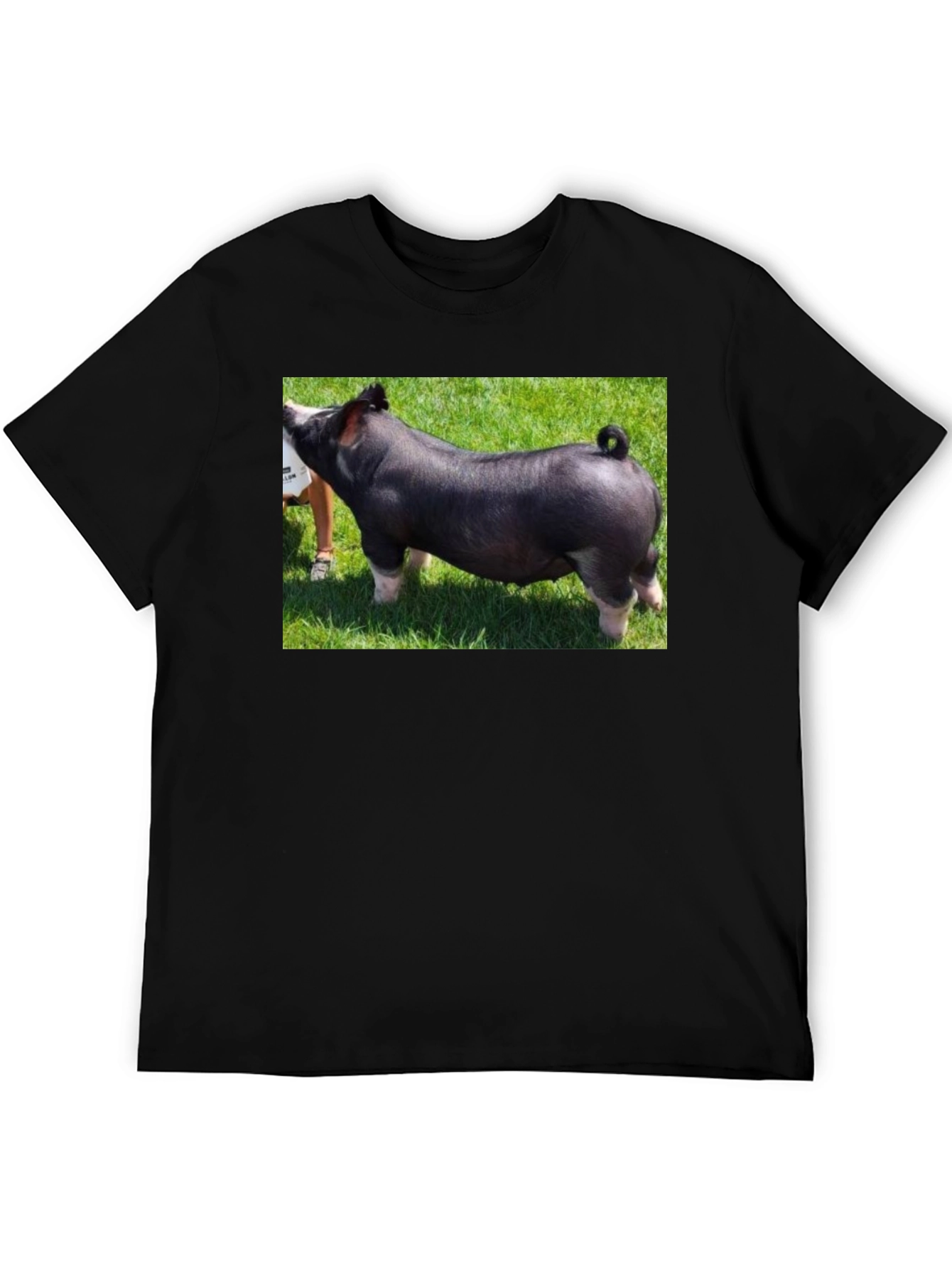 Black T-Shirt with Pig Graphic Tee