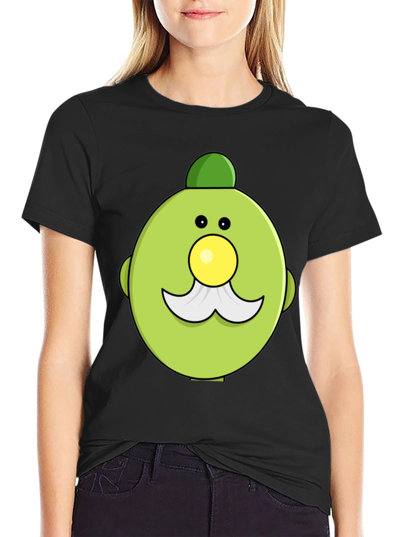 Fun Cartoon Character Graphic Print Black T-Shirt