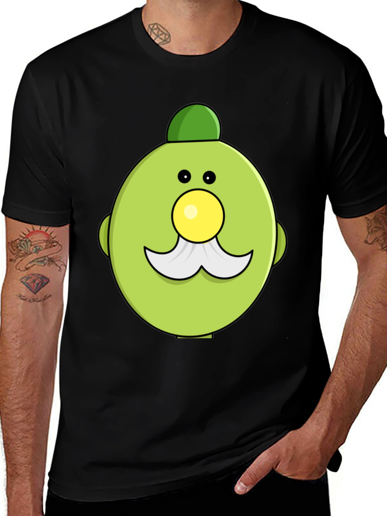 Fun Cartoon Character Graphic Print Black T-Shirt