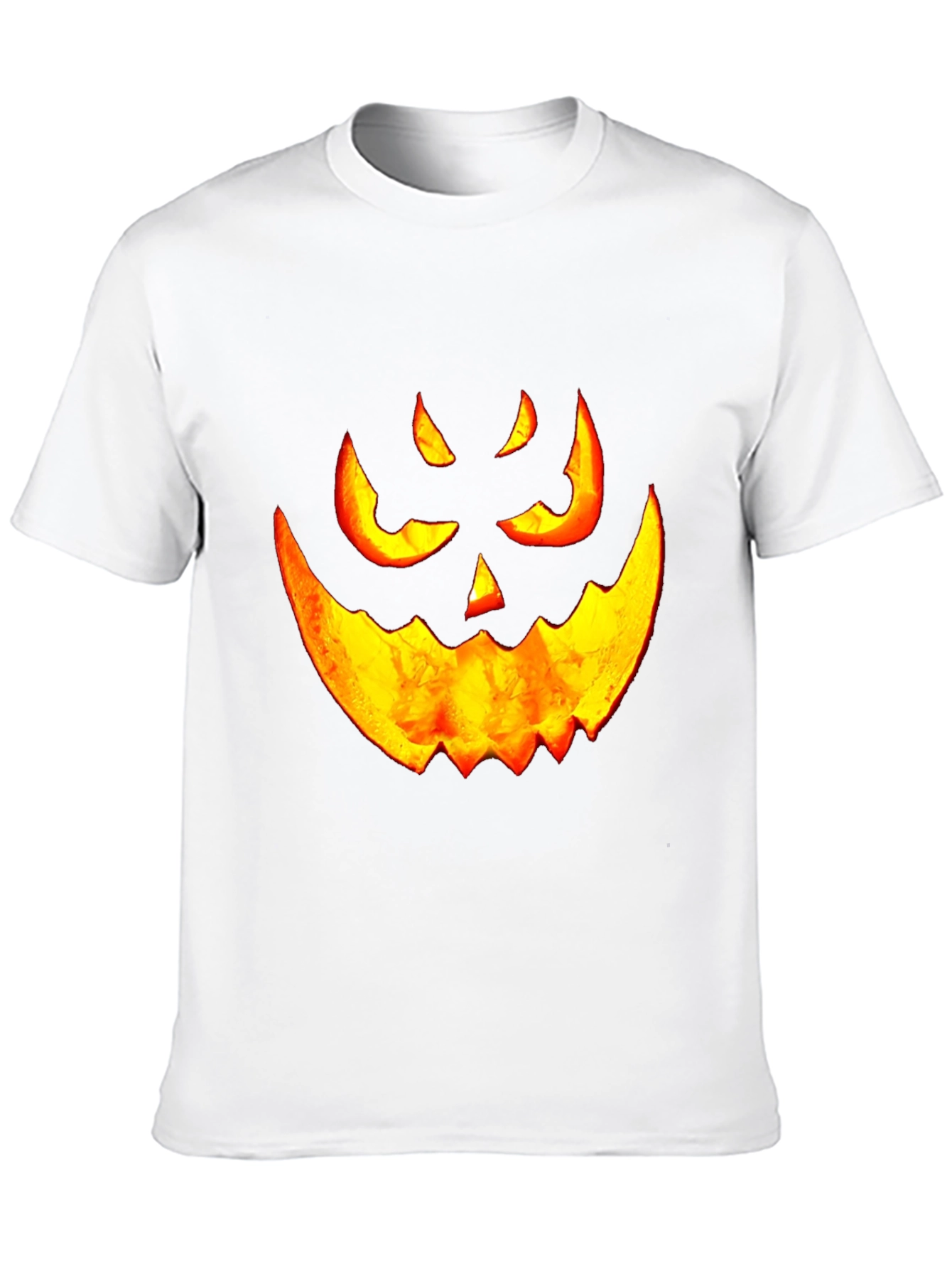 Halloween Pumpkin Face Graphic Tee - Black Cotton T-Shirt