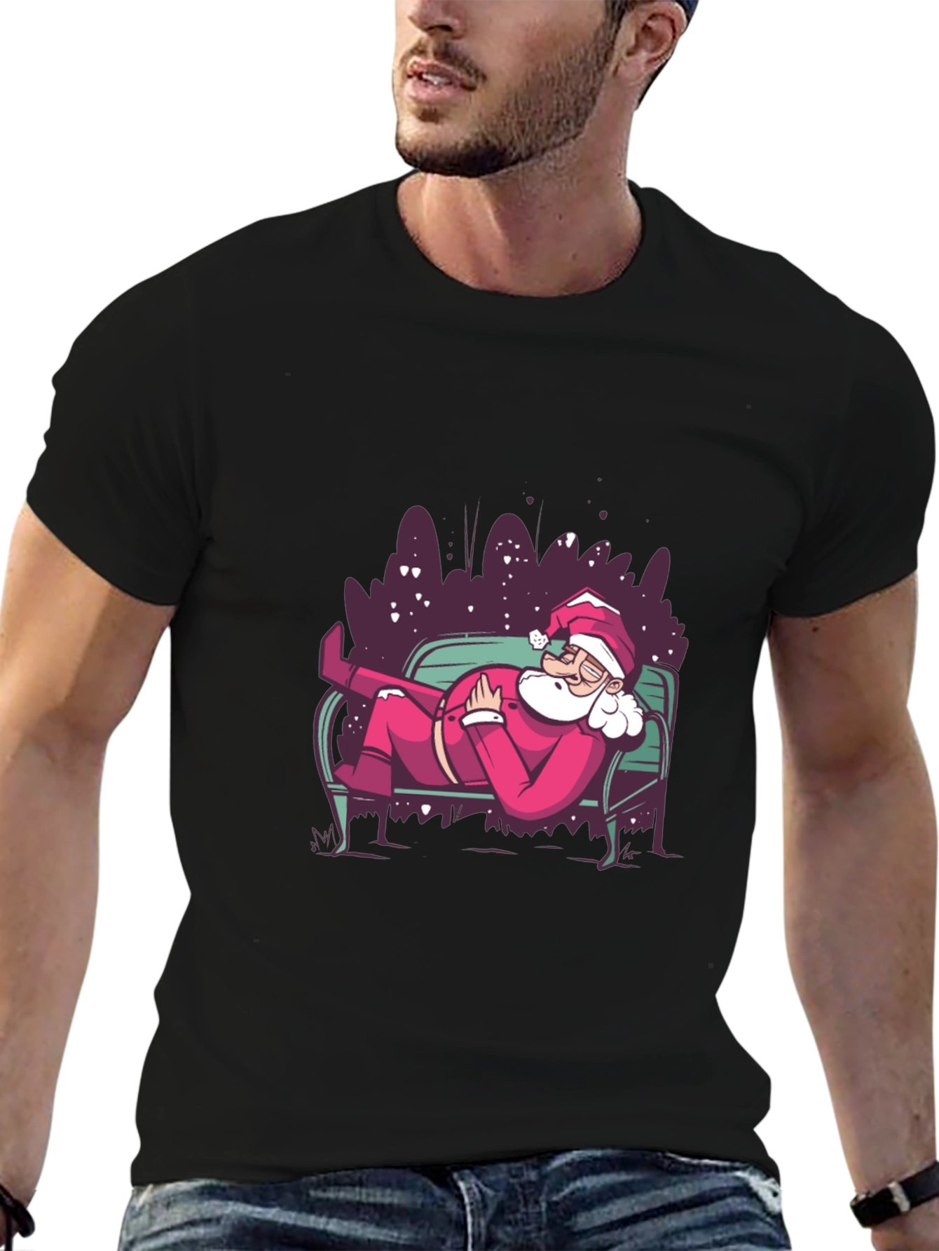 Relaxing Santa Graphic Tee - Holiday Style