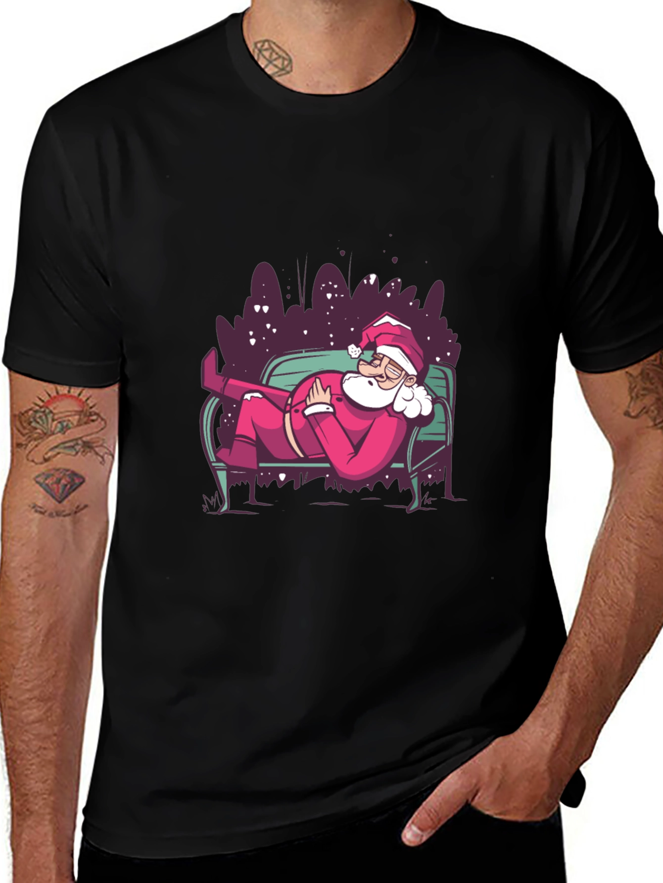 Relaxing Santa Graphic Tee - Holiday Style