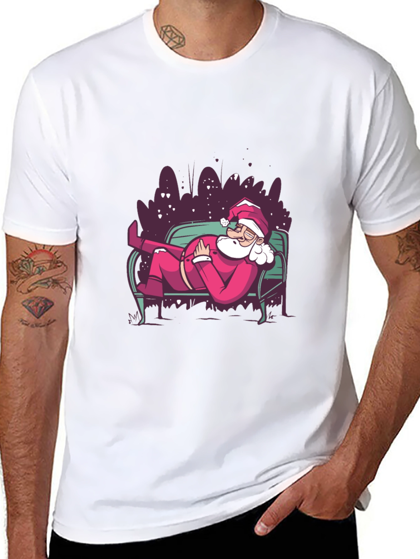 Relaxing Santa Graphic Tee - Holiday Style