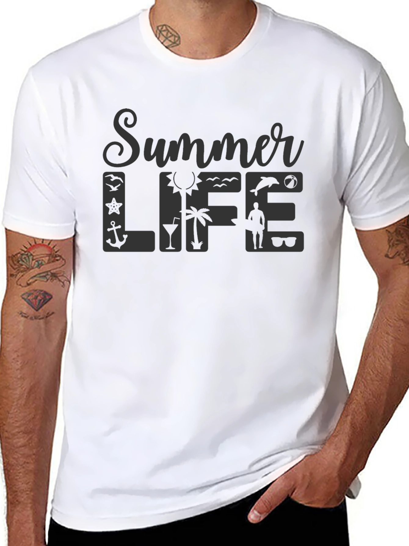 Summer Life Graphic T-Shirt - Mens Black Tee