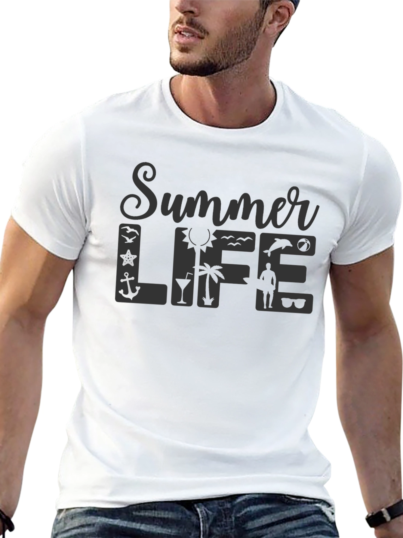 Summer Life Graphic T-Shirt - Mens Black Tee