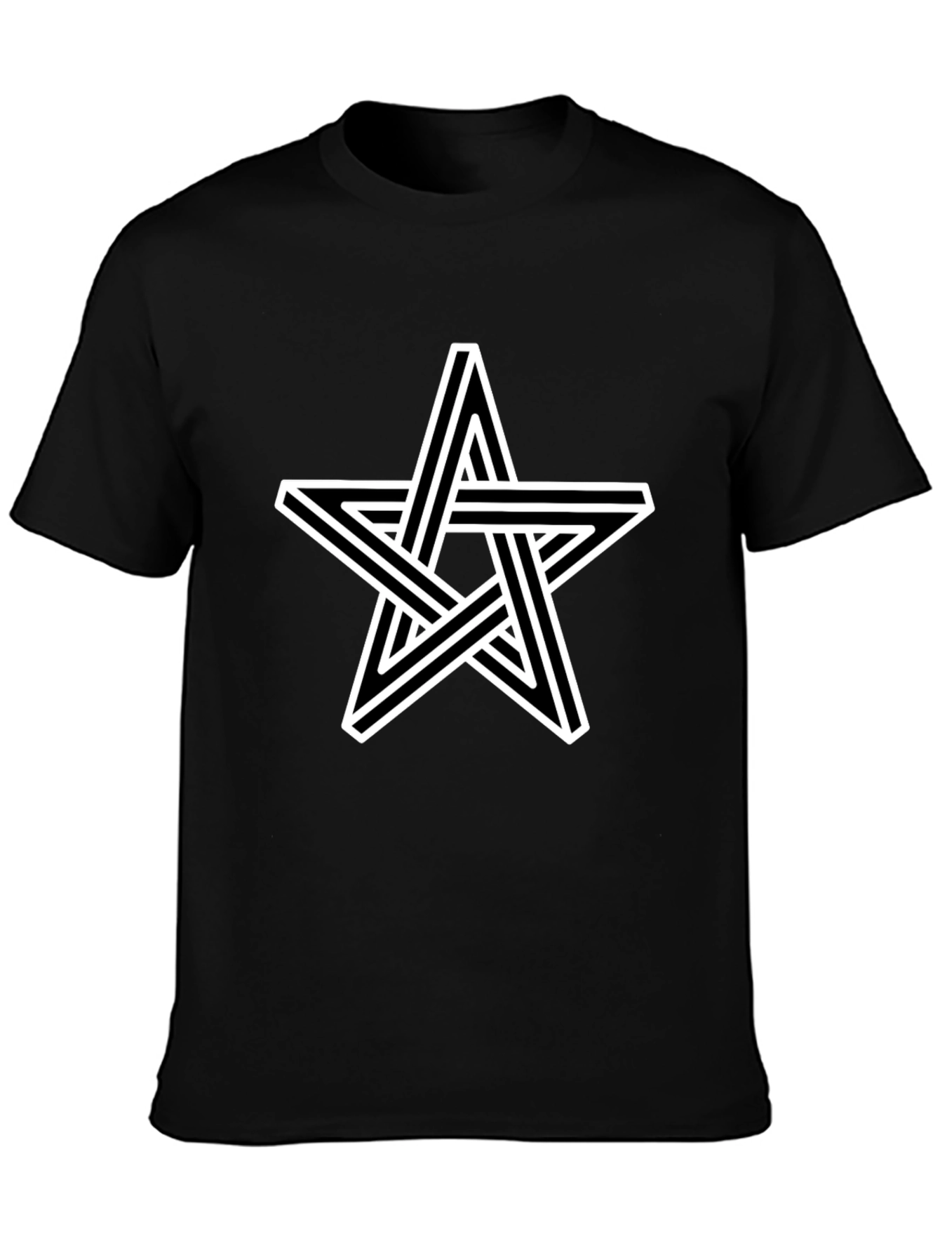 Optical Illusion Star Graphic Tee - Black