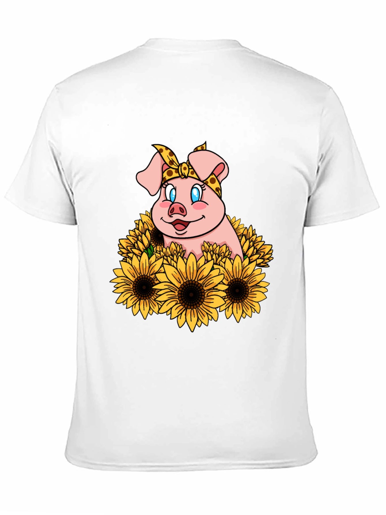 Cute Pig Sunflower Graphic T-Shirt
