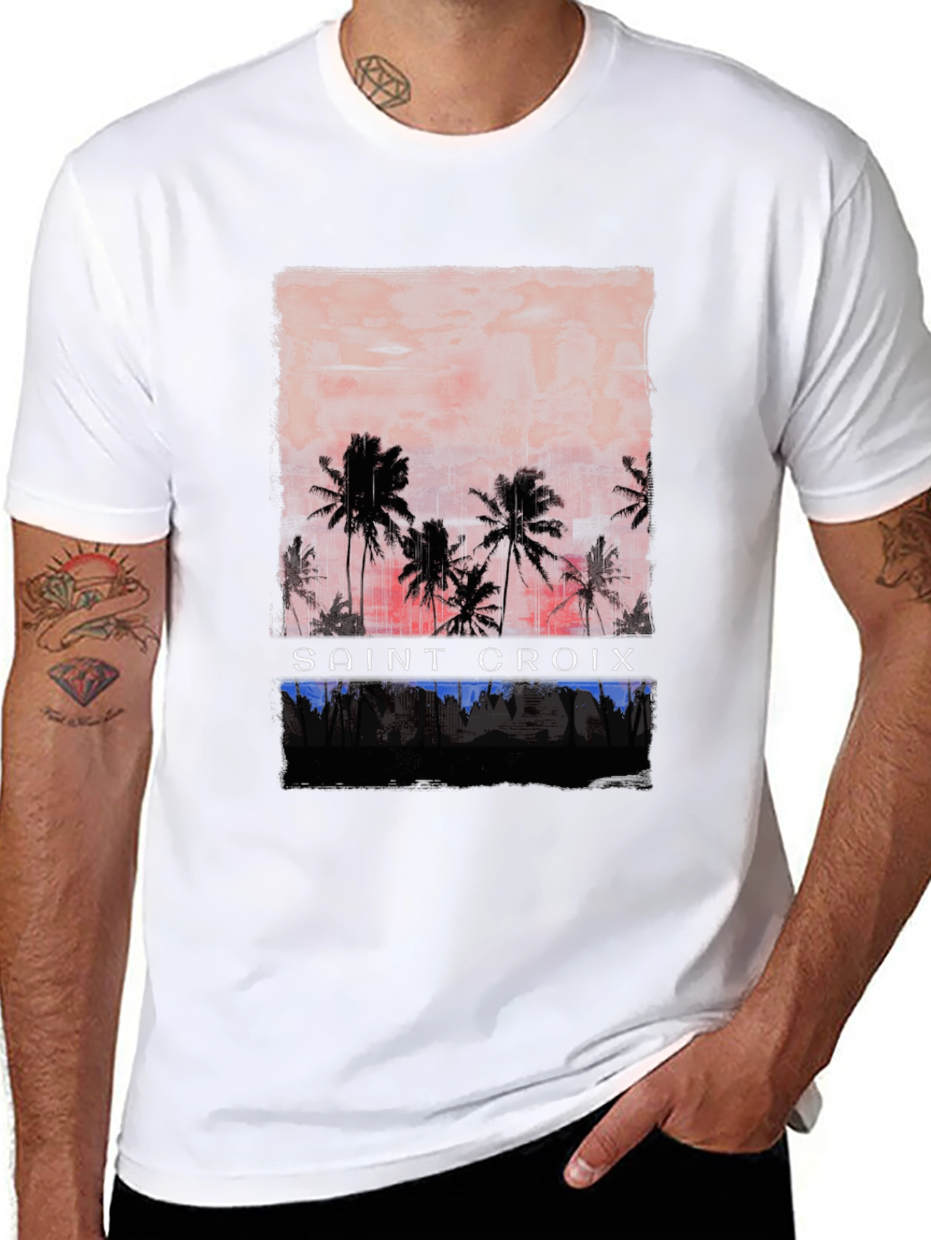 Saint Croix Palm Sunset Graphic Tee