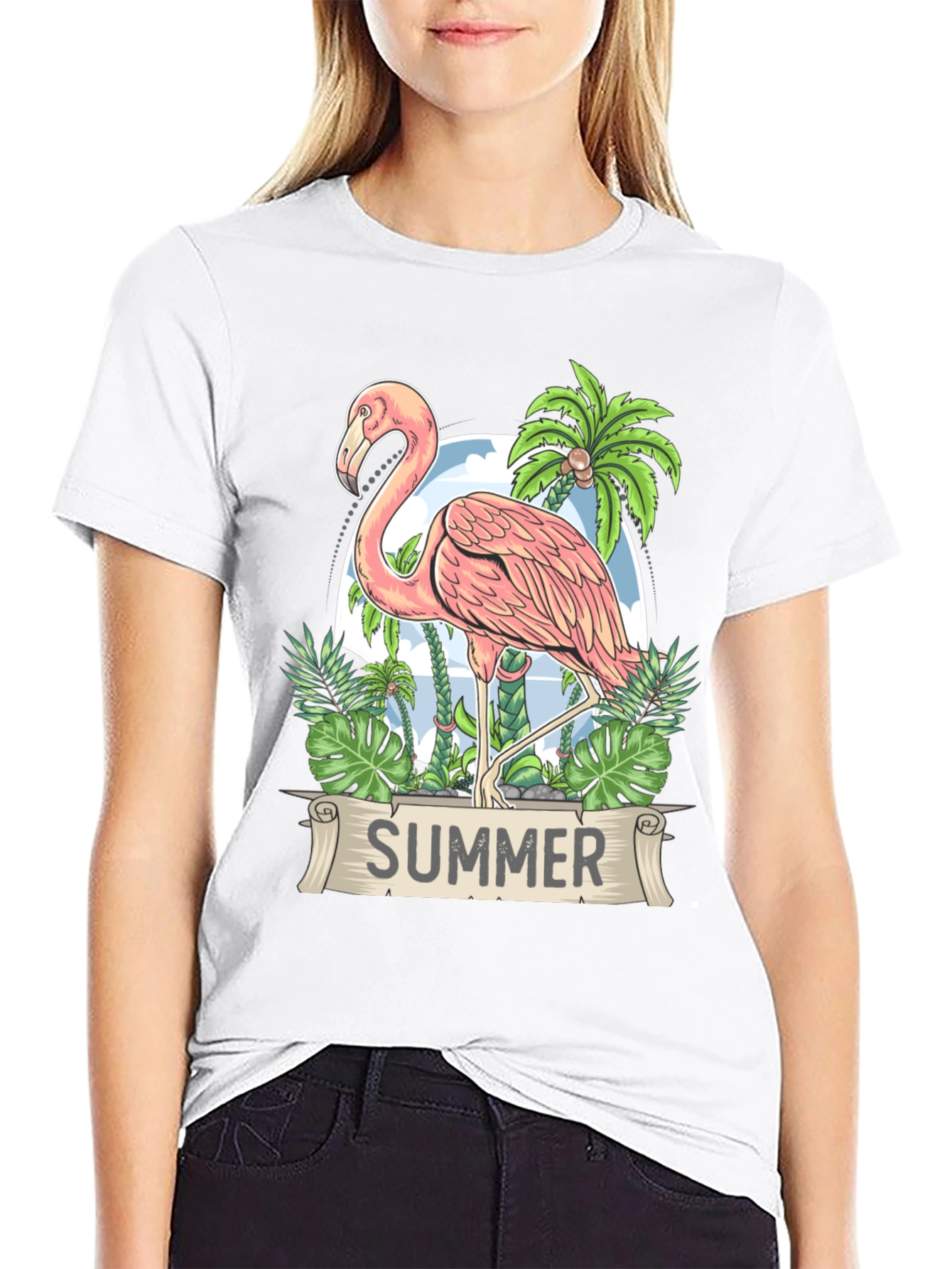Summer Flamingo Graphic Tee - Tropical Vibe T-Shirt