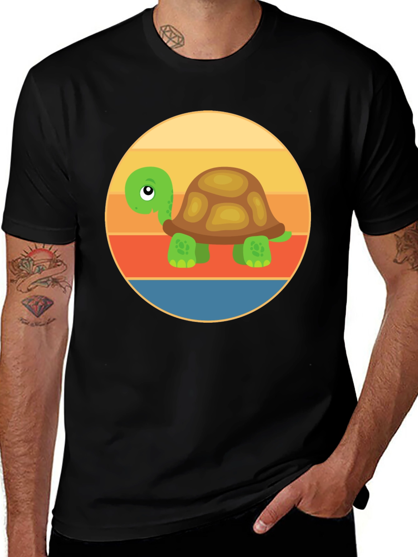 Cartoon Turtle Sunset T-Shirt