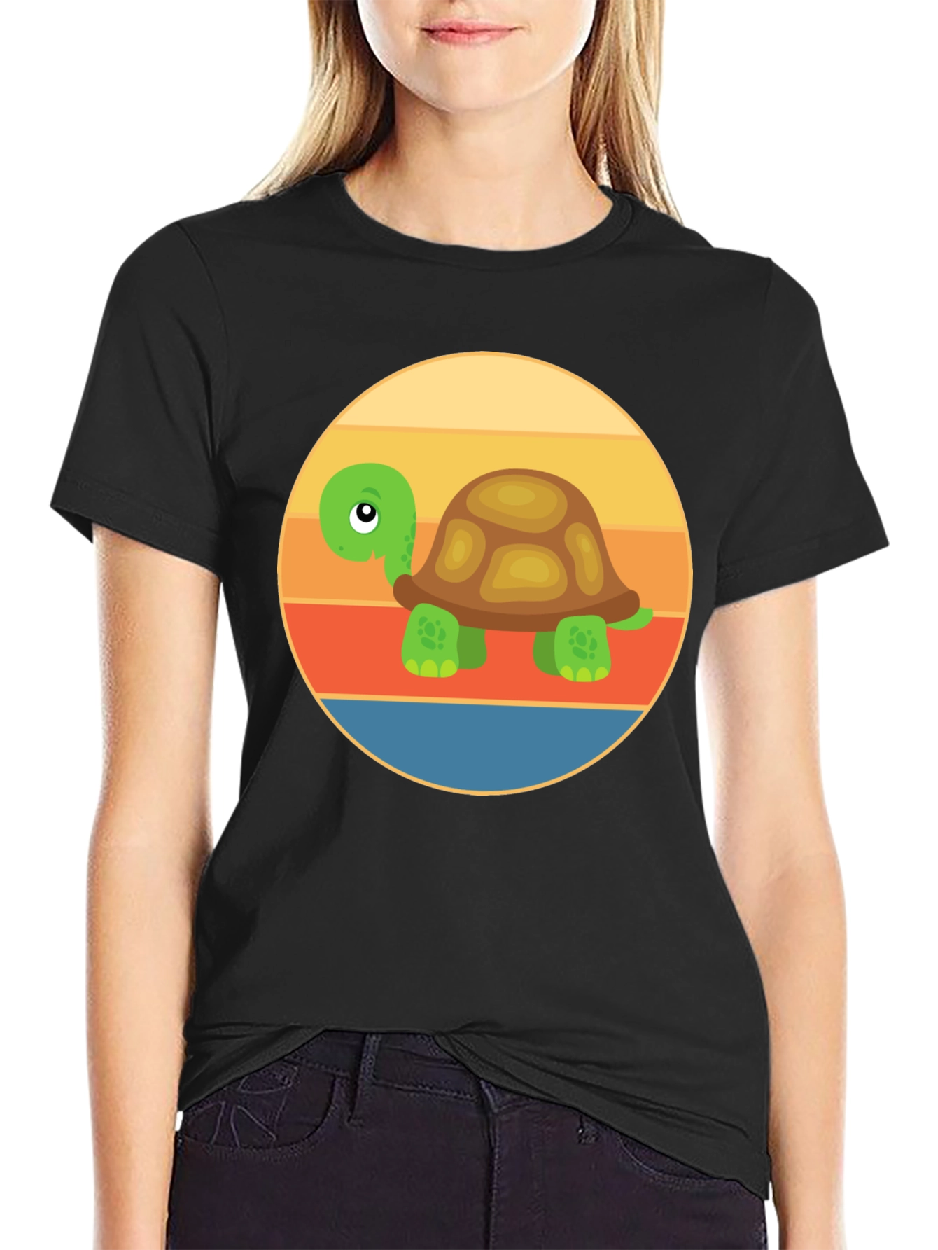 Cartoon Turtle Sunset T-Shirt