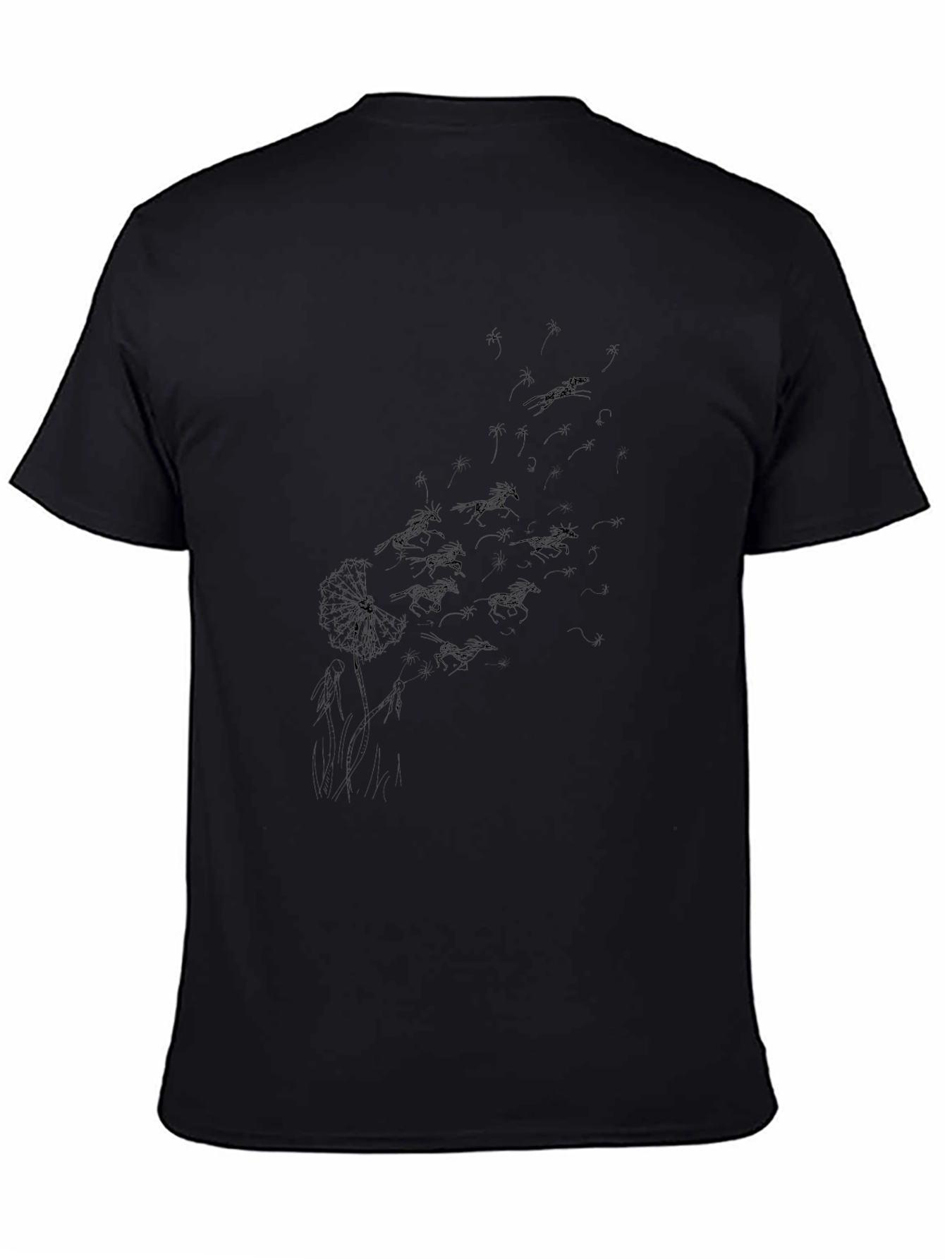 Black Dandelion Horse Print T-Shirt