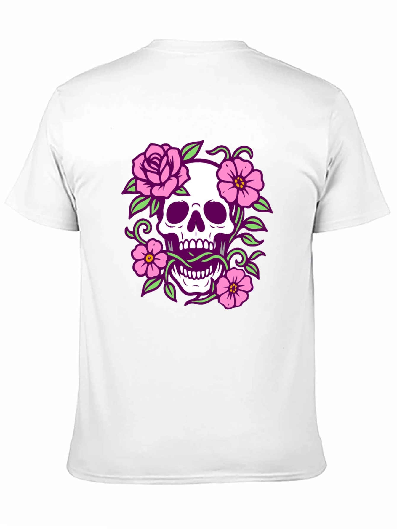 Floral Skull Graphic Tee - Black