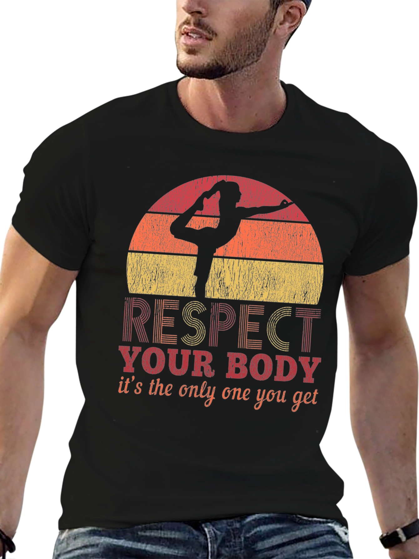 Respect Your Body Yoga T-Shirt - Unique Design
