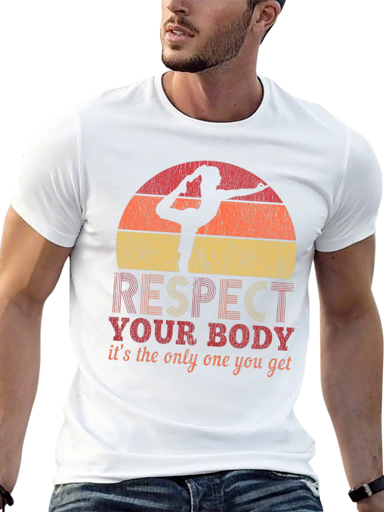 Respect Your Body Yoga T-Shirt - Unique Design