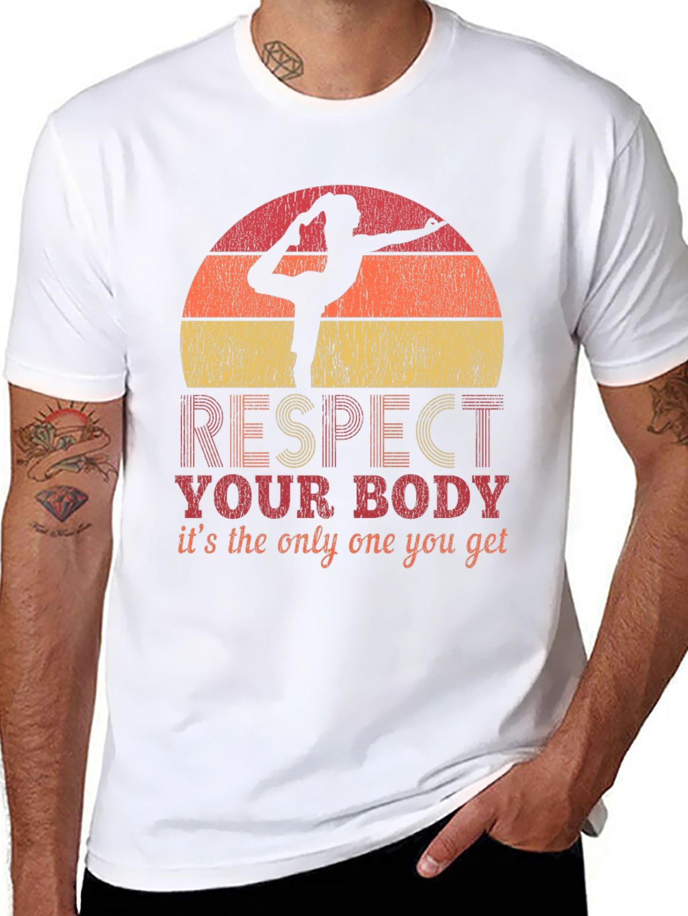 Respect Your Body Yoga T-Shirt - Unique Design