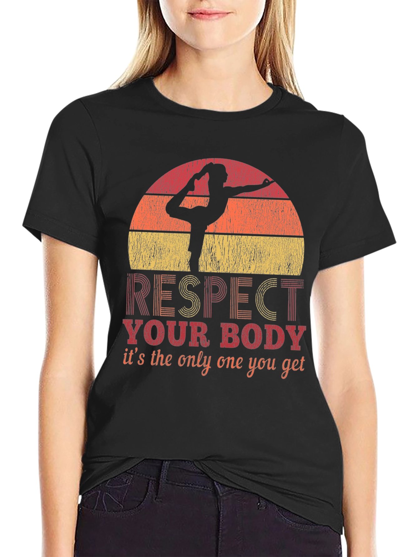 Respect Your Body Yoga T-Shirt - Unique Design