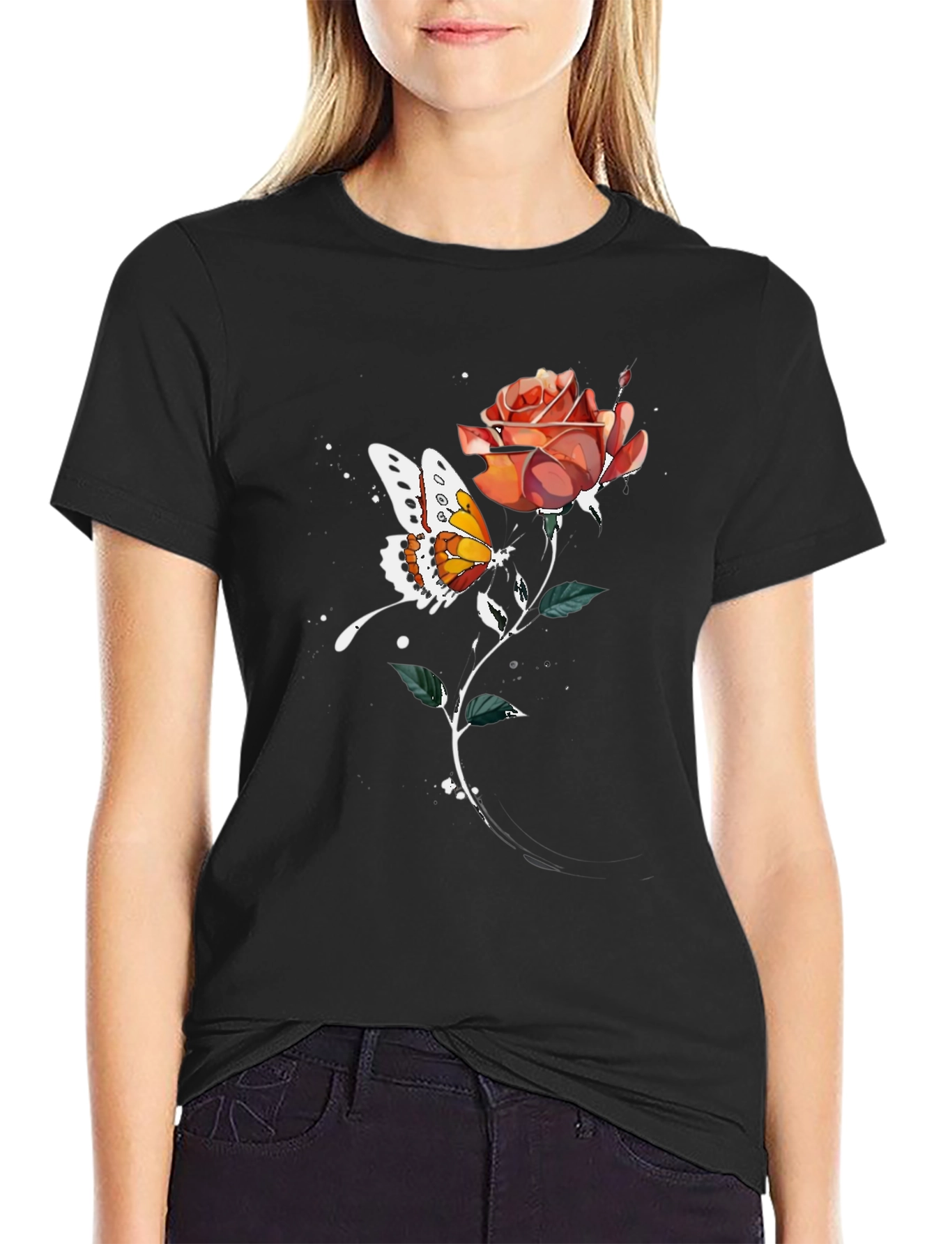 Butterfly Rose Graphic Tee