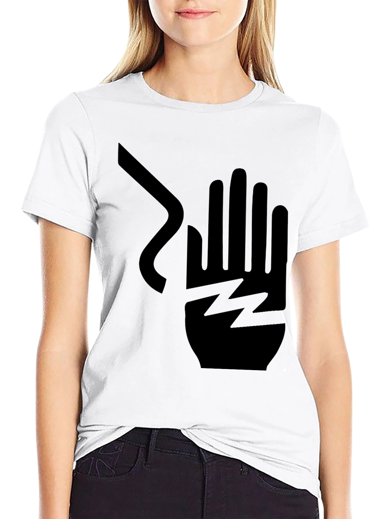 Electric Shock Hand Graphic Print T-Shirt