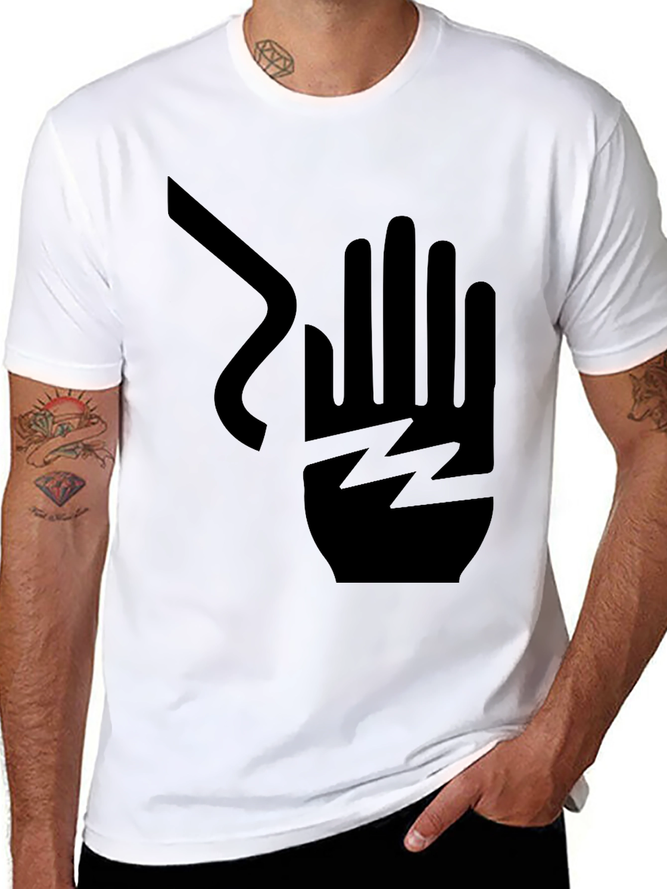 Electric Shock Hand Graphic Print T-Shirt