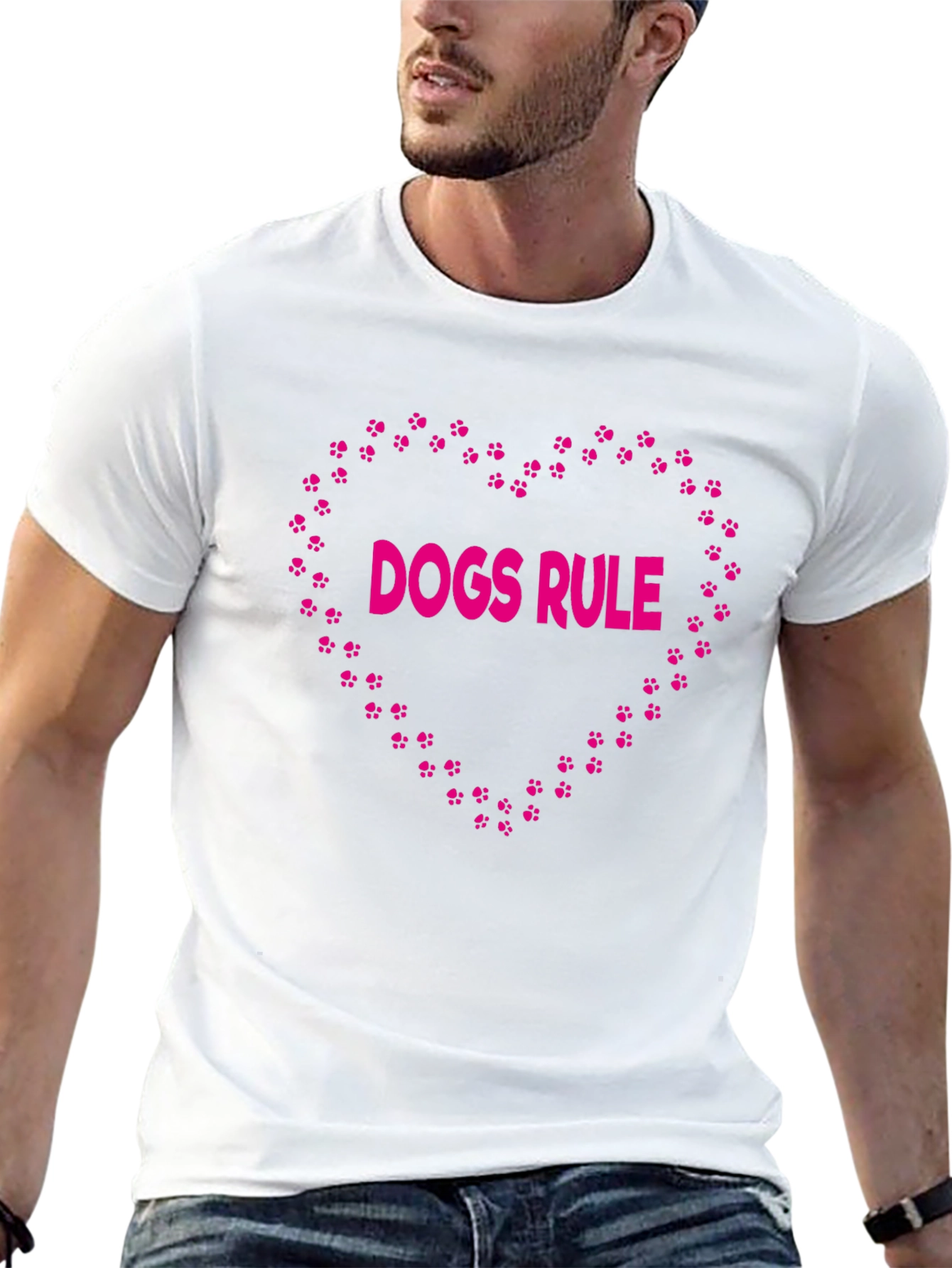 Dogs Rule Heart Graphic Black T-Shirt