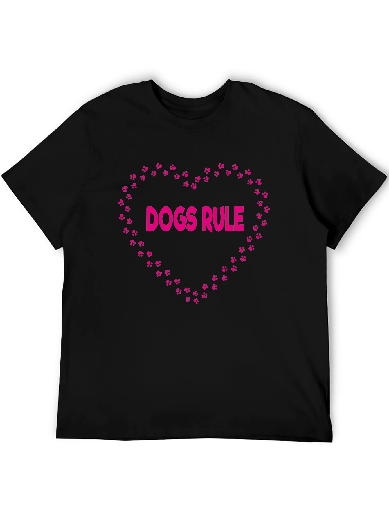 Dogs Rule Heart Graphic Black T-Shirt