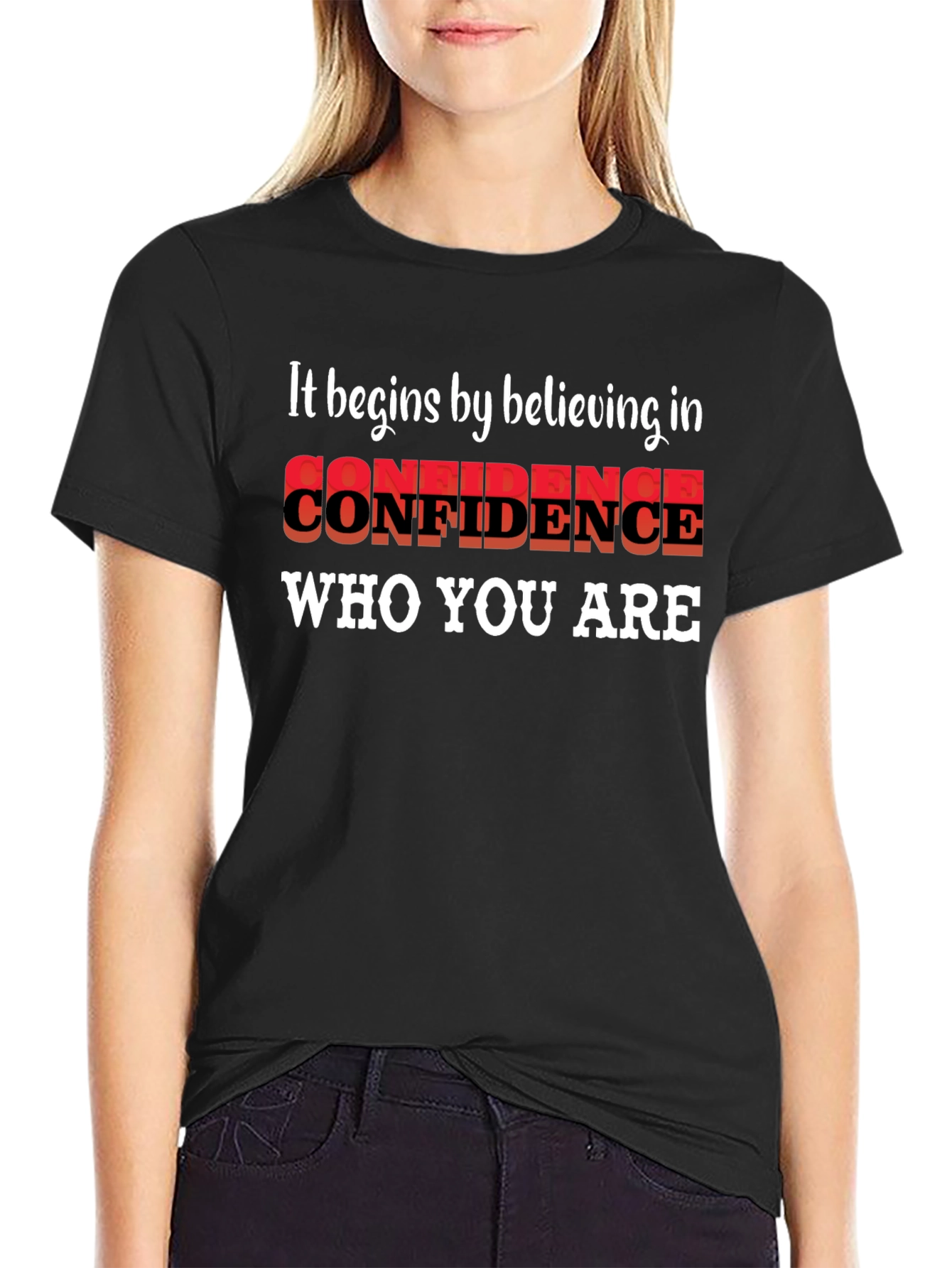 Believe in Confidence Black Graphic Tee