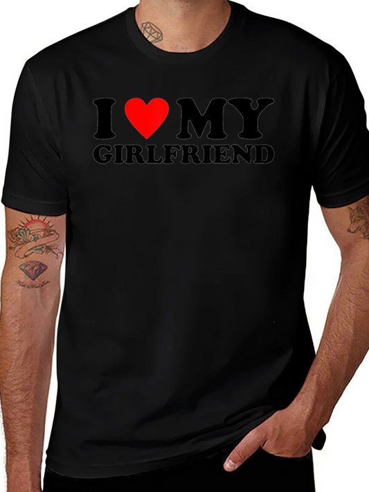 I Heart My Girlfriend Graphic Tee - Black Cotton T-Shirt