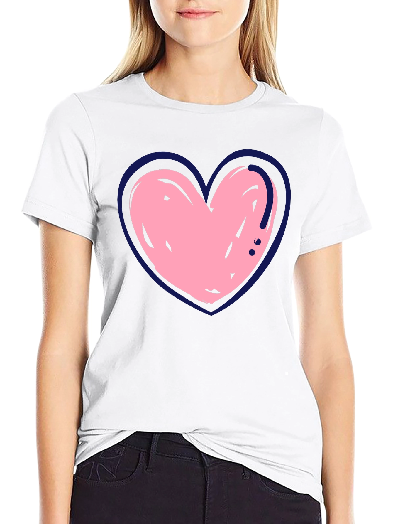Heart Graphic Print Crew Neck T-Shirt