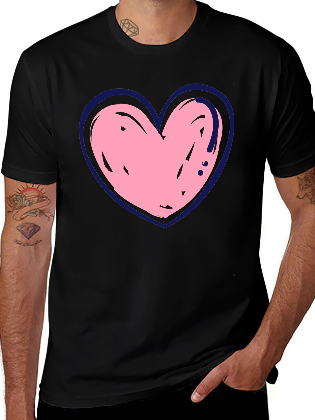 Heart Graphic Print Crew Neck T-Shirt