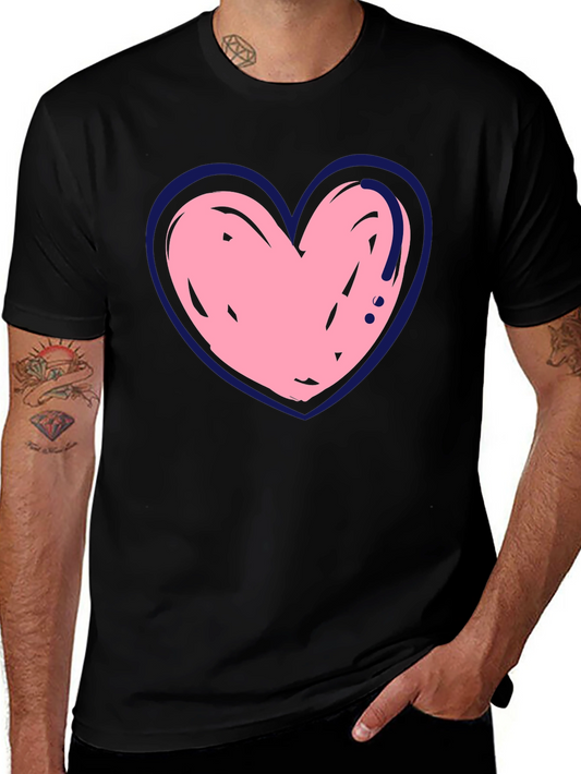 Heart Graphic Print Crew Neck T-Shirt