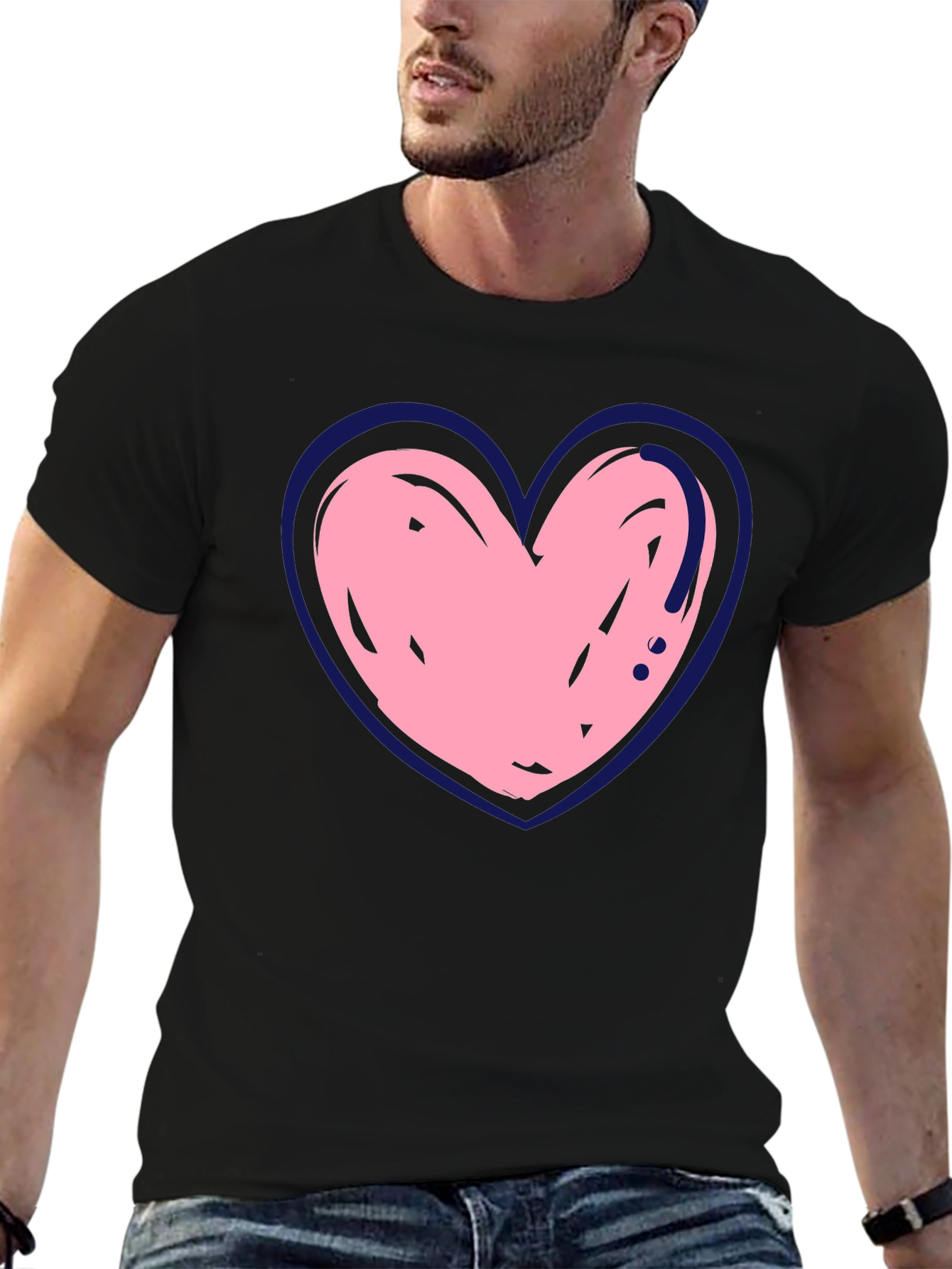 Heart Graphic Print Crew Neck T-Shirt