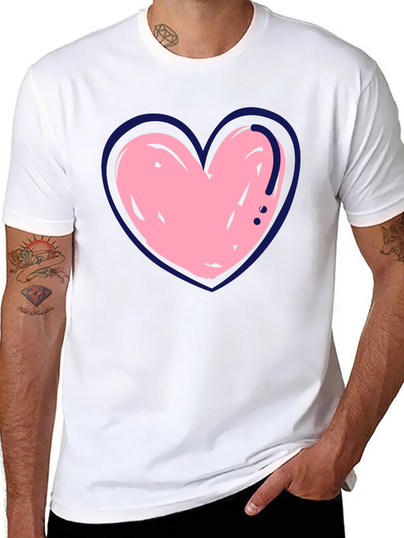 Heart Graphic Print Crew Neck T-Shirt