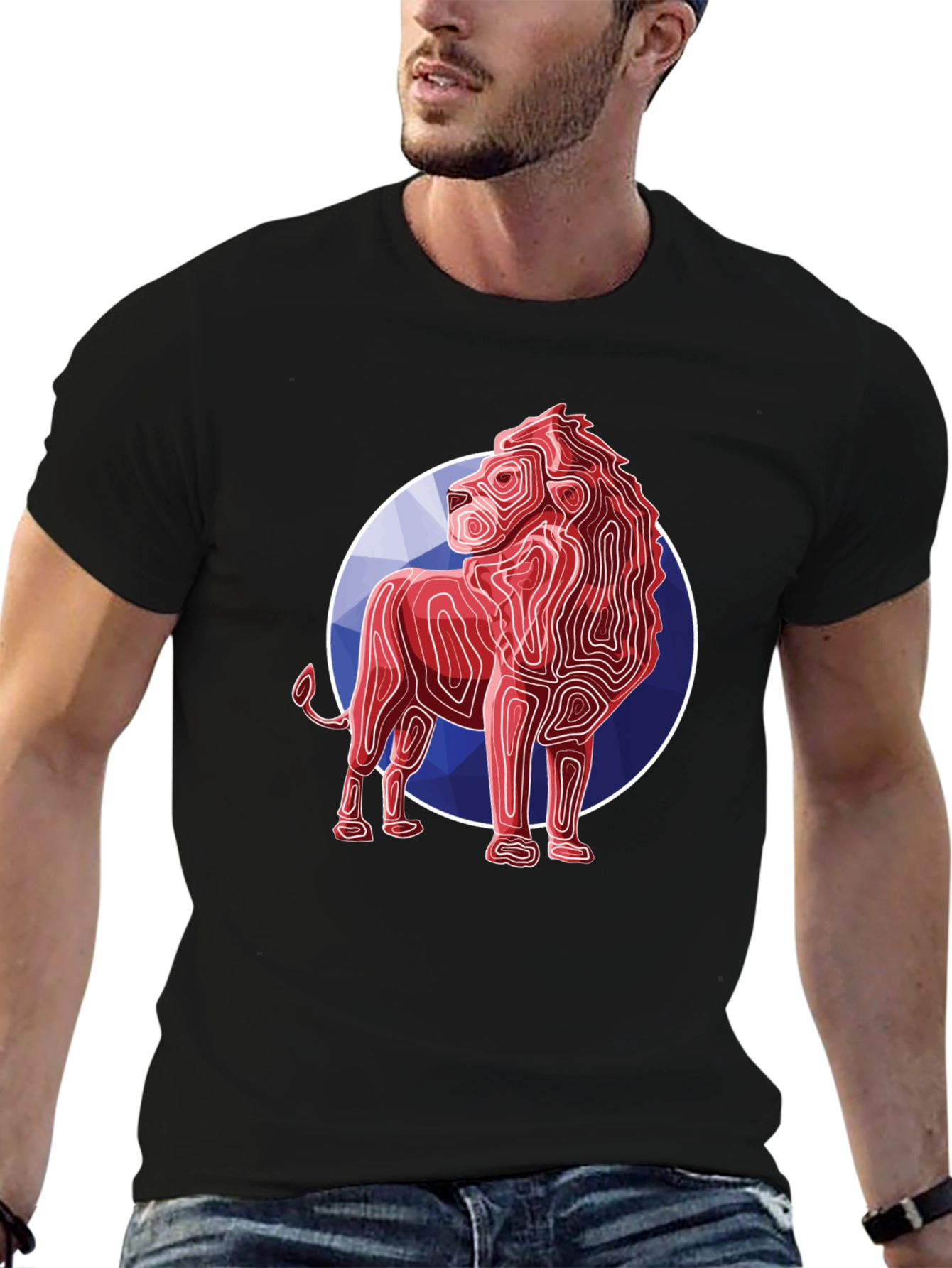 Geometric Lion Graphic Tee - Modern Style