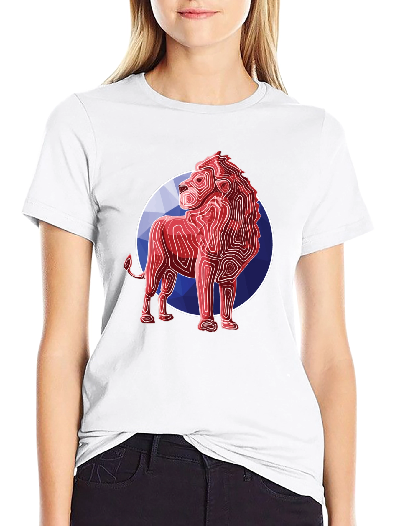 Geometric Lion Graphic Tee - Modern Style