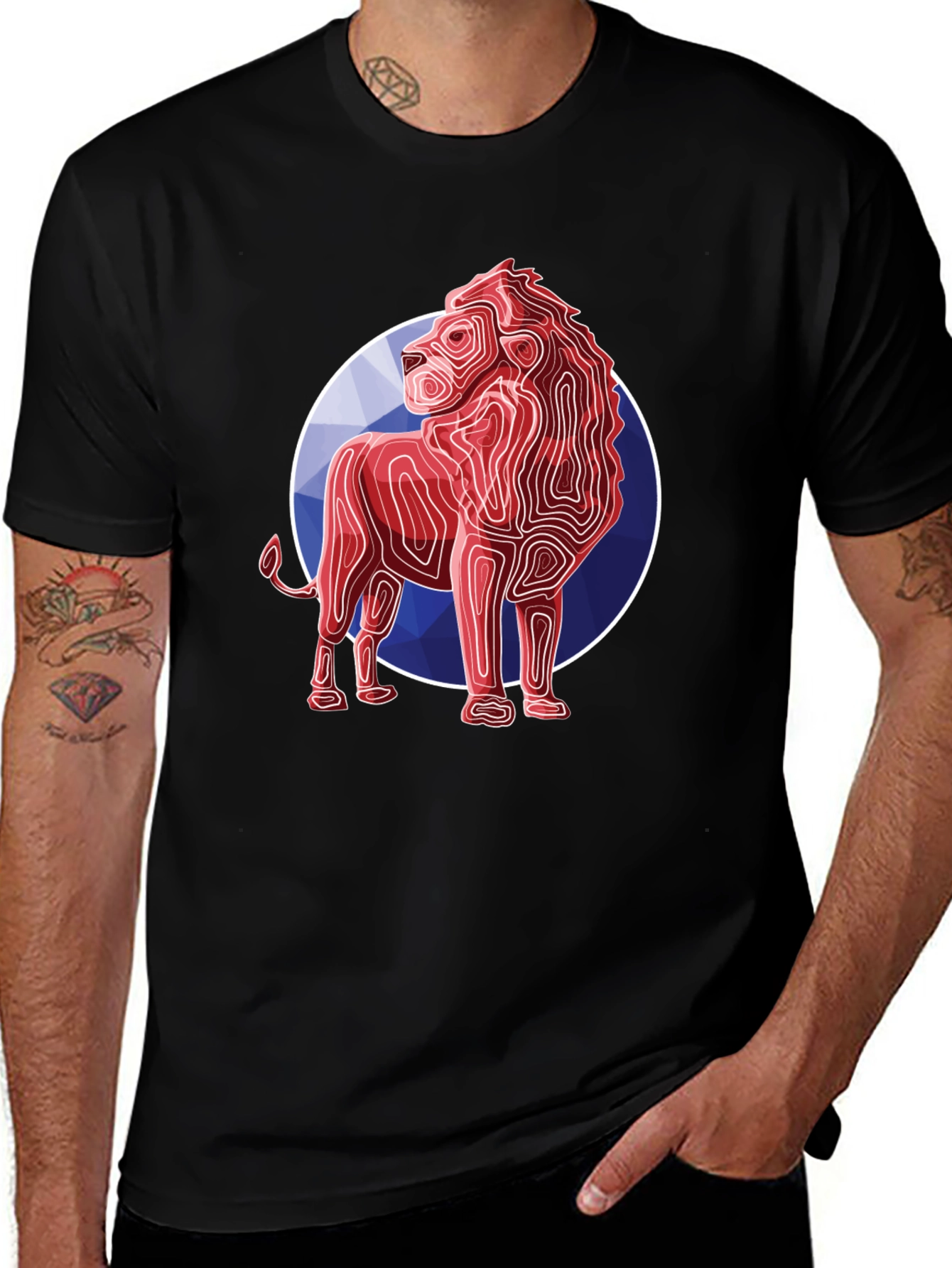 Geometric Lion Graphic Tee - Modern Style