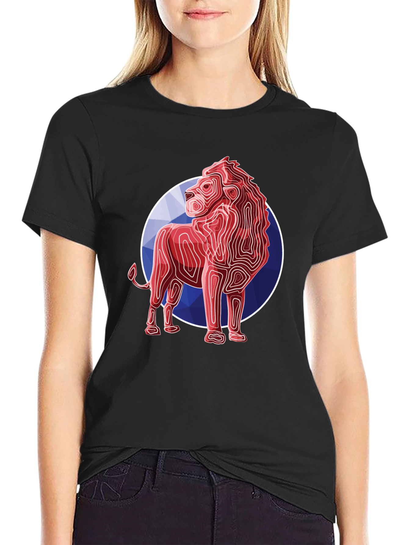 Geometric Lion Graphic Tee - Modern Style
