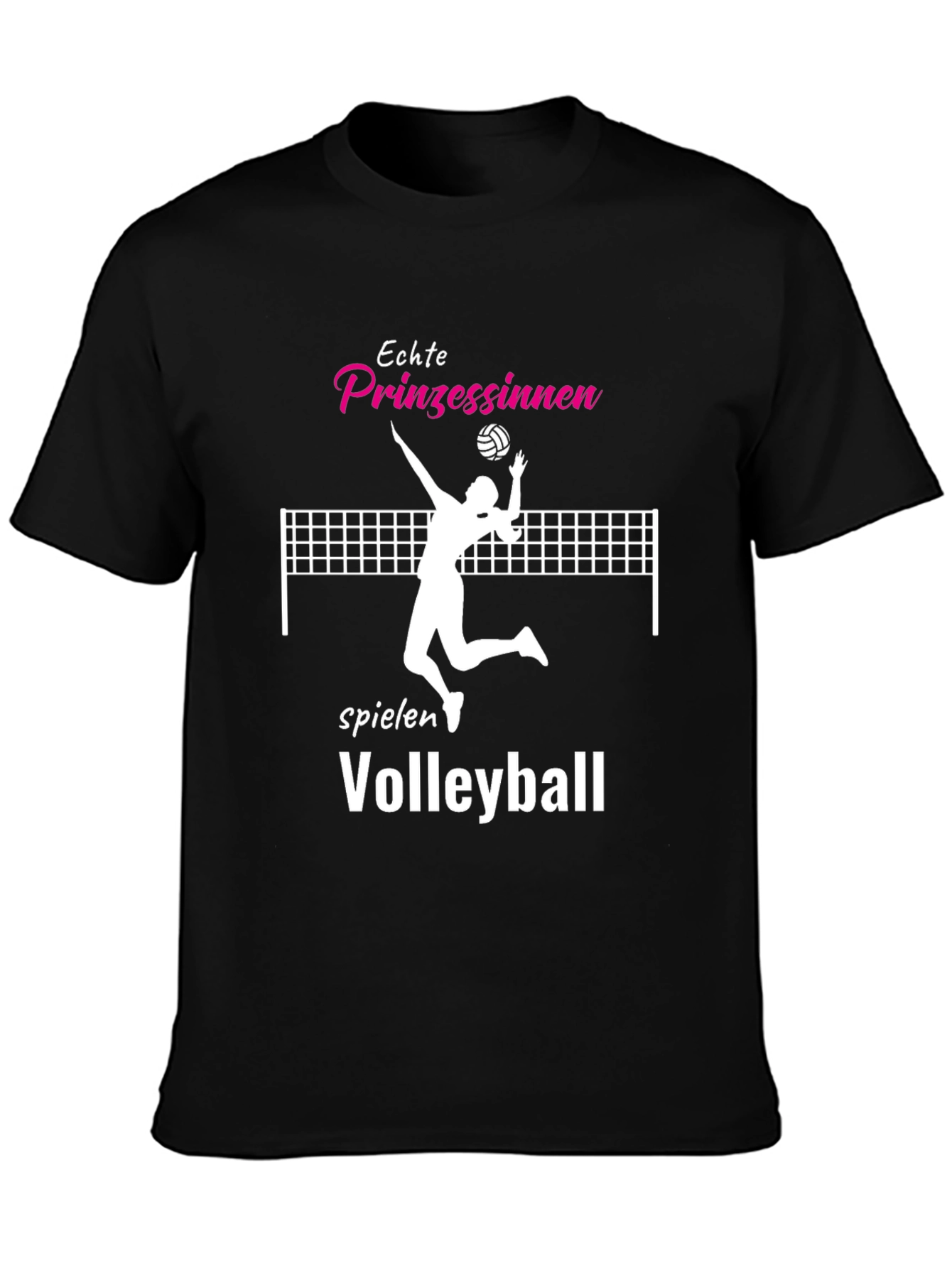 Volleyball Princesses Black Graphic T-Shirt