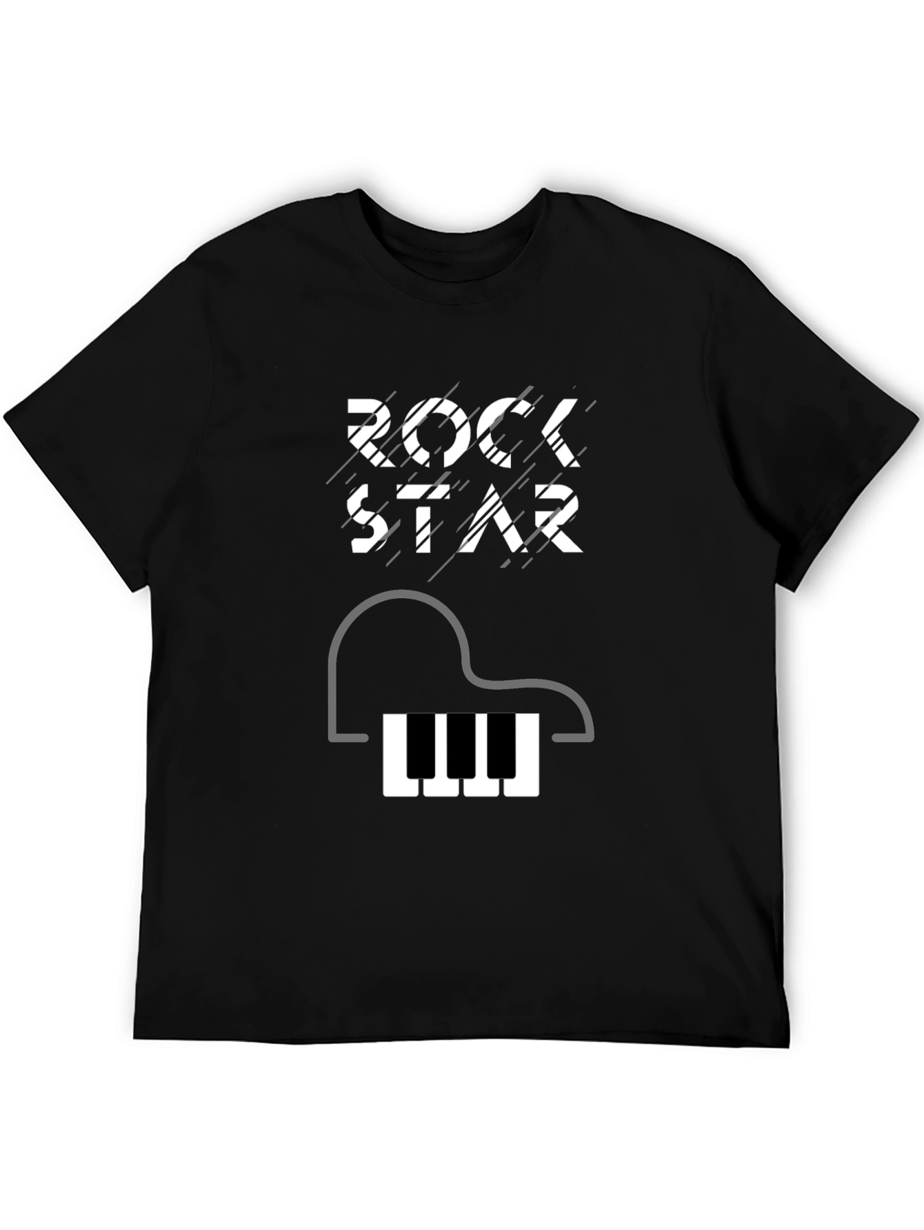 Rockstar Piano Graphic Tee - Black Cotton T-Shirt