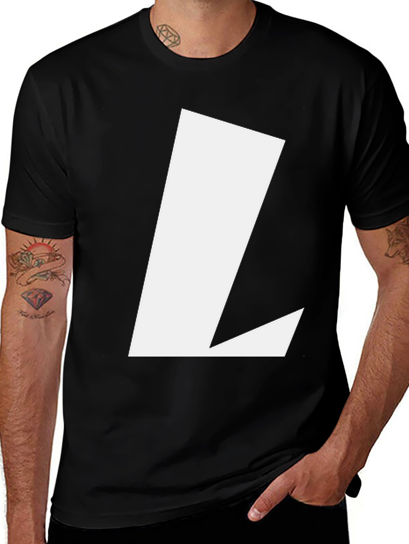 Bold Initial L Black T-Shirt - Casual Style