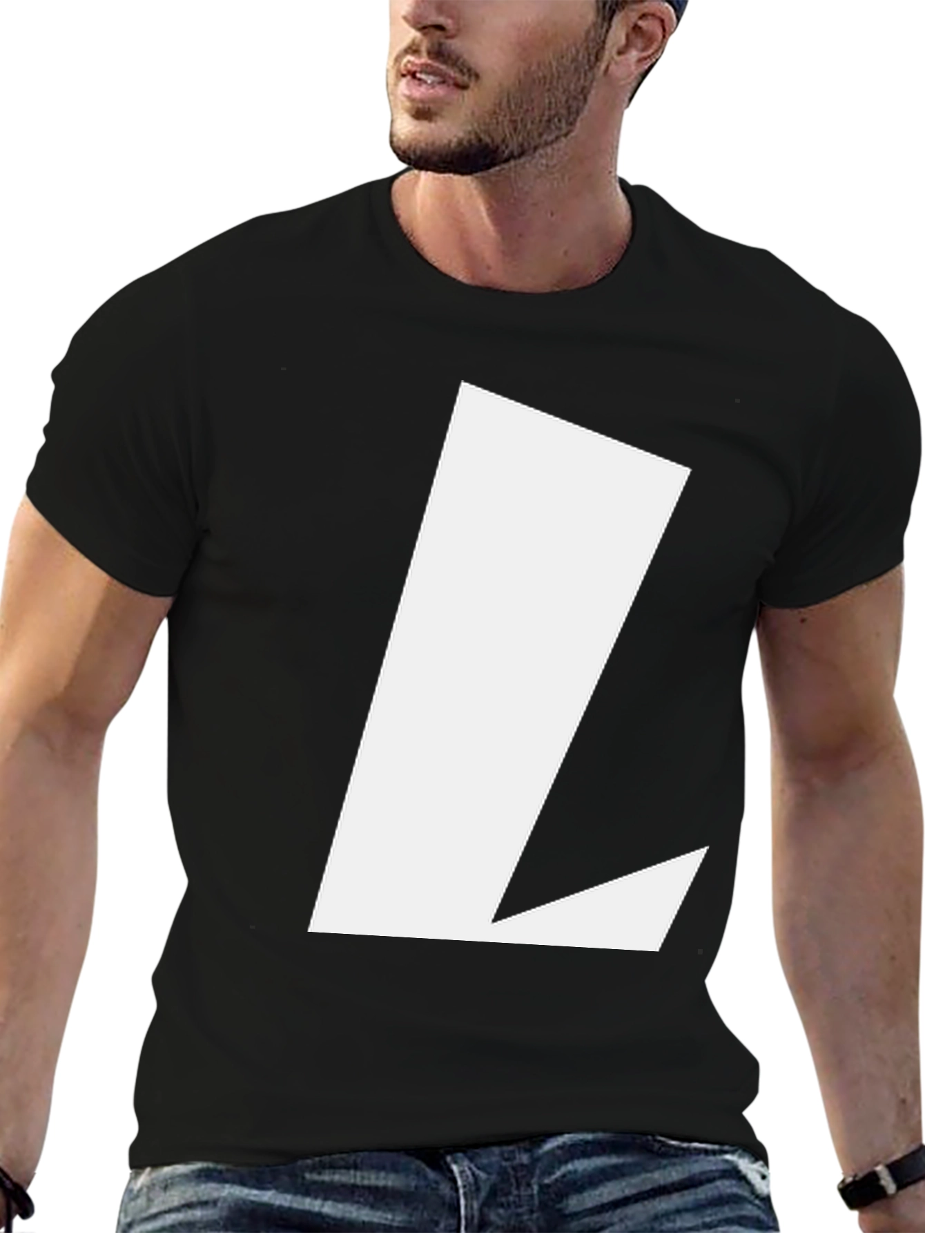 Bold Initial L Black T-Shirt - Casual Style