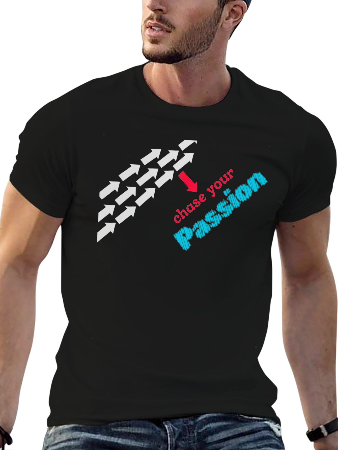 Chase Your Passion Graphic Black T-Shirt