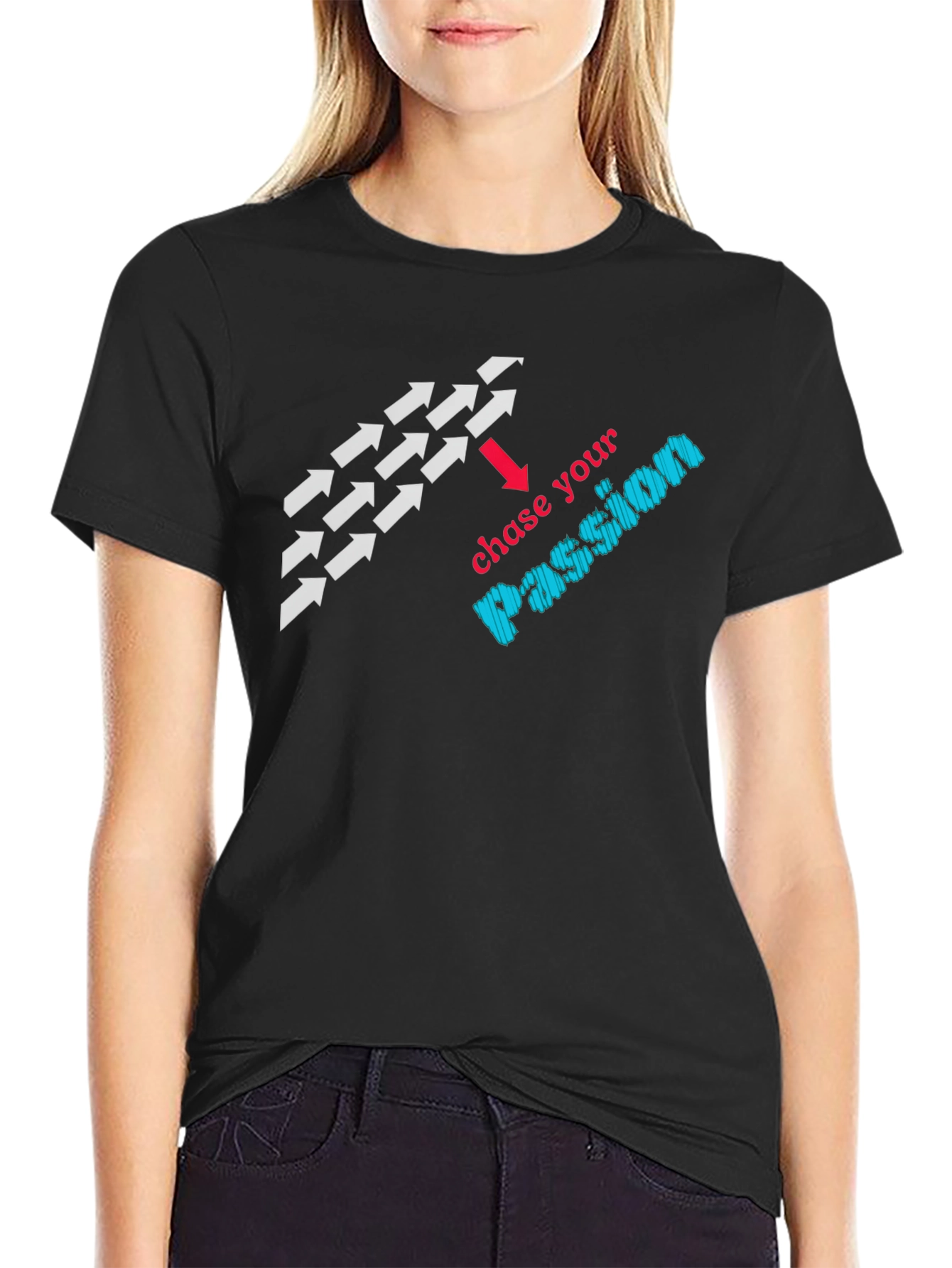 Chase Your Passion Graphic Black T-Shirt