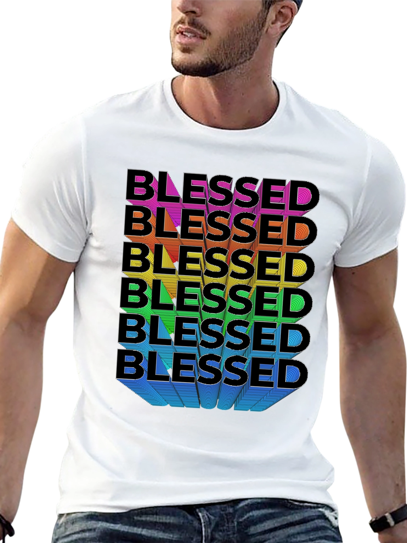 Blessed Rainbow Graphic T-Shirt