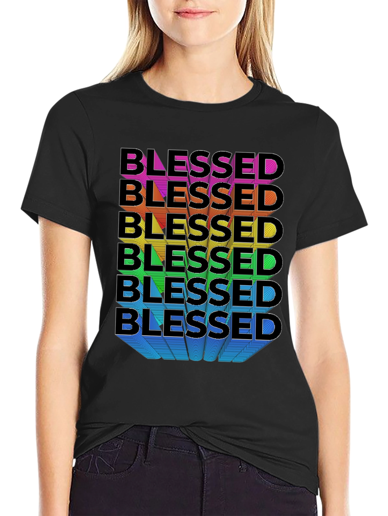 Blessed Rainbow Graphic T-Shirt
