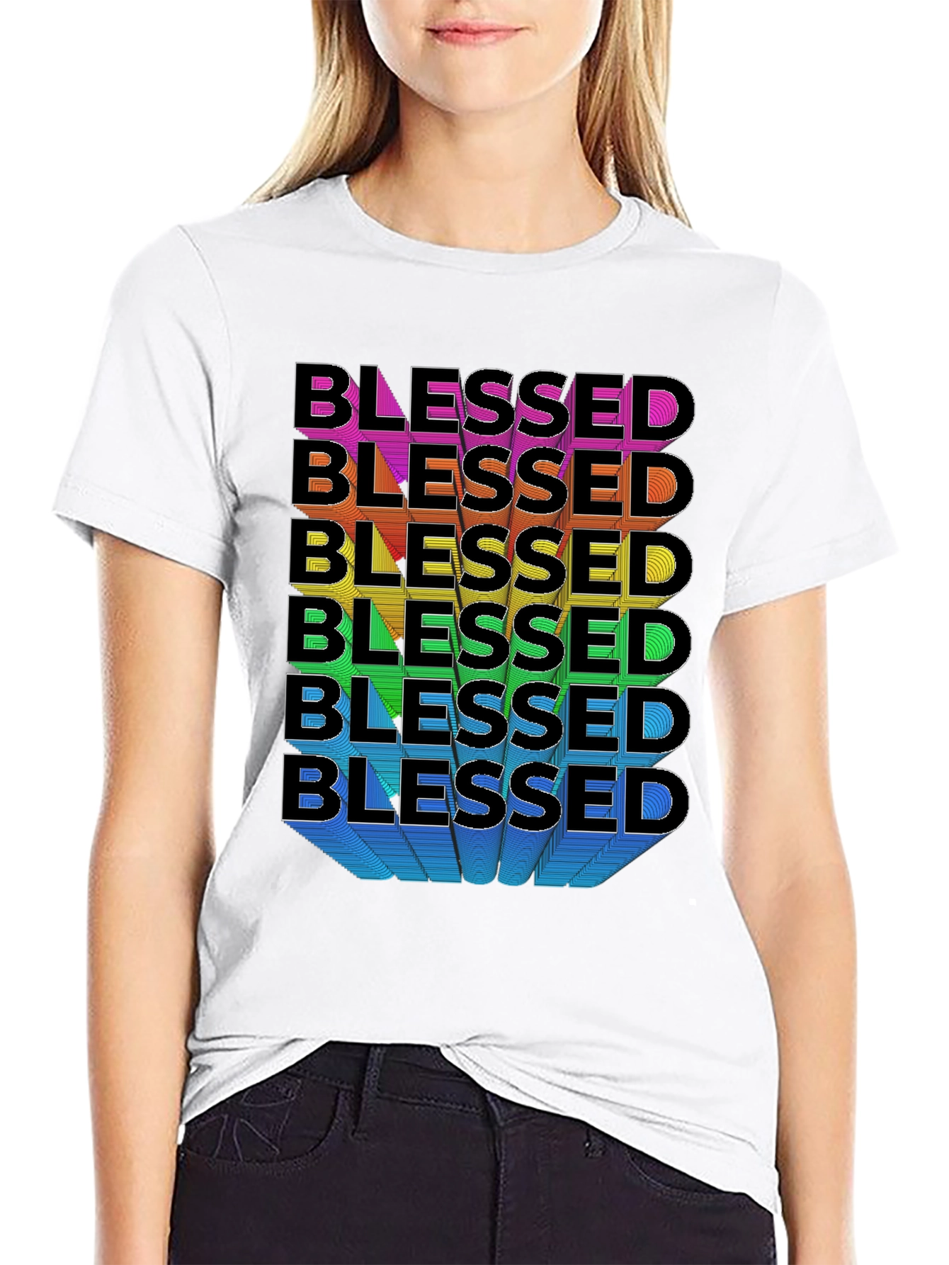 Blessed Rainbow Graphic T-Shirt