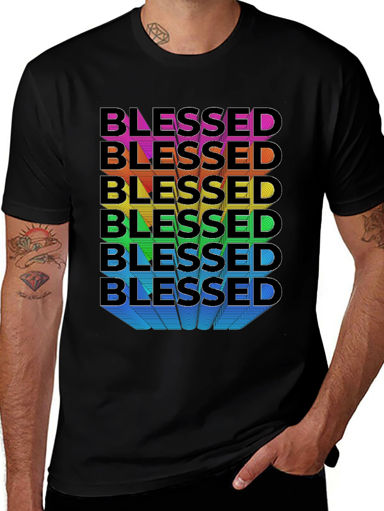 Blessed Rainbow Graphic T-Shirt